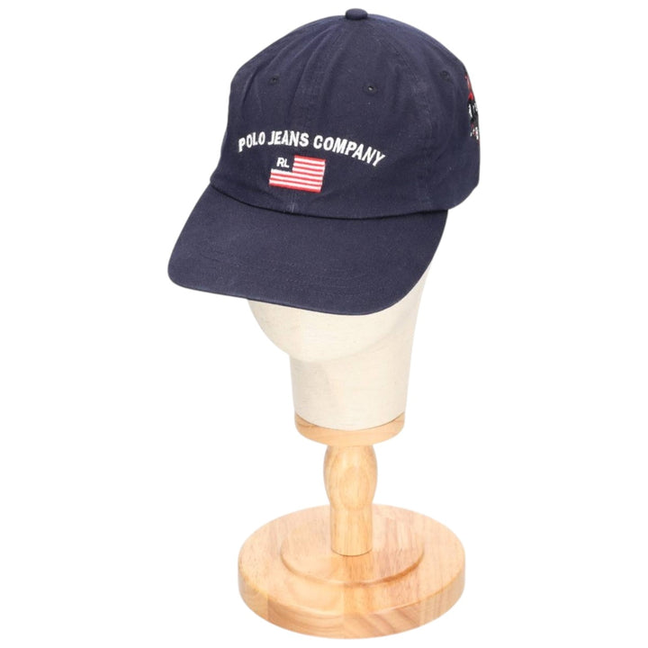 Ralph Lauren Polo Jeans Company Stars and Stripes Baseball Cap, One Size Fits Most cotton navy blue type Vintage Second Hand