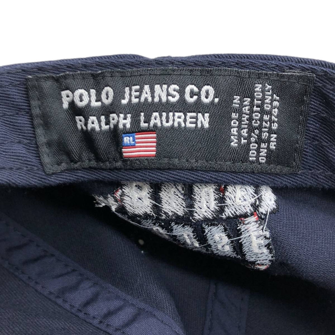 Ralph Lauren Polo Jeans Company Stars and Stripes Baseball Cap, One Size Fits Most cotton navy blue type Vintage Second Hand