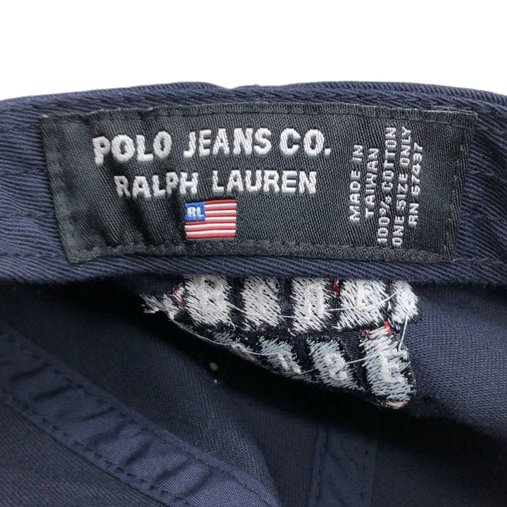 Ralph Lauren Polo Jeans Company Stars and Stripes Baseball Cap, One Size Fits Most cotton navy blue type Vintage Second Hand