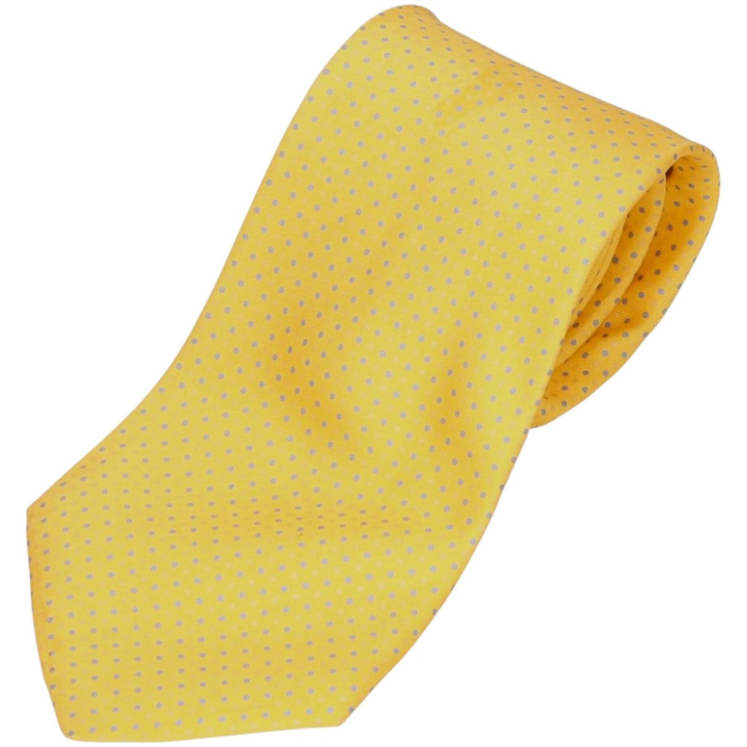 Brooks Brothers MAKERS Dot Pattern Tie, Made in USA silk yellow type Vintage Second Hand