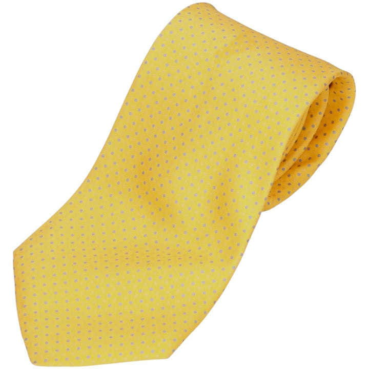 Brooks Brothers MAKERS Dot Pattern Tie, Made in USA silk yellow type Vintage Second Hand