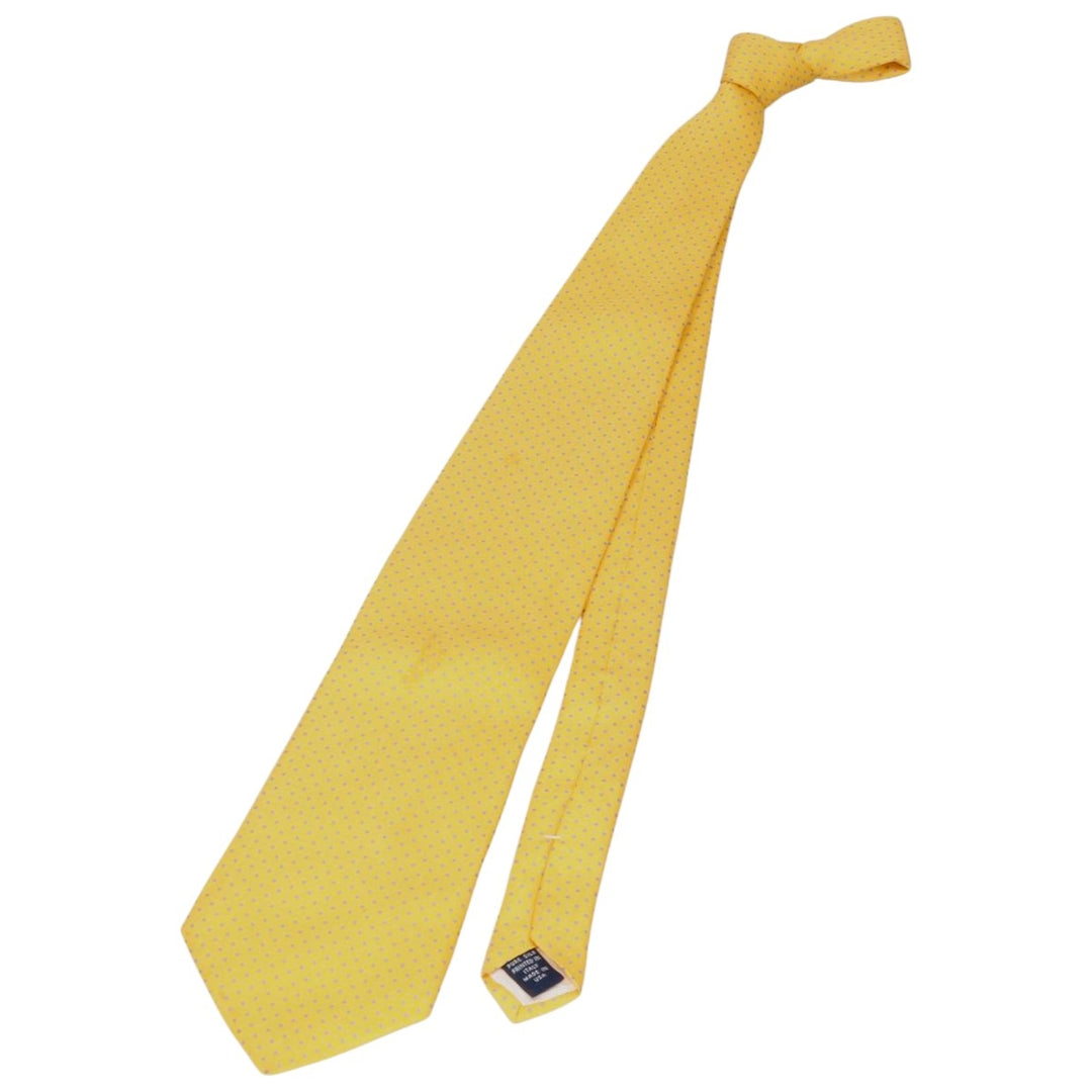 Brooks Brothers MAKERS Dot Pattern Tie, Made in USA silk yellow type Vintage Second Hand