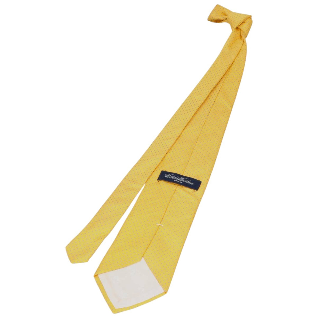 Brooks Brothers MAKERS Dot Pattern Tie, Made in USA silk yellow type Vintage Second Hand