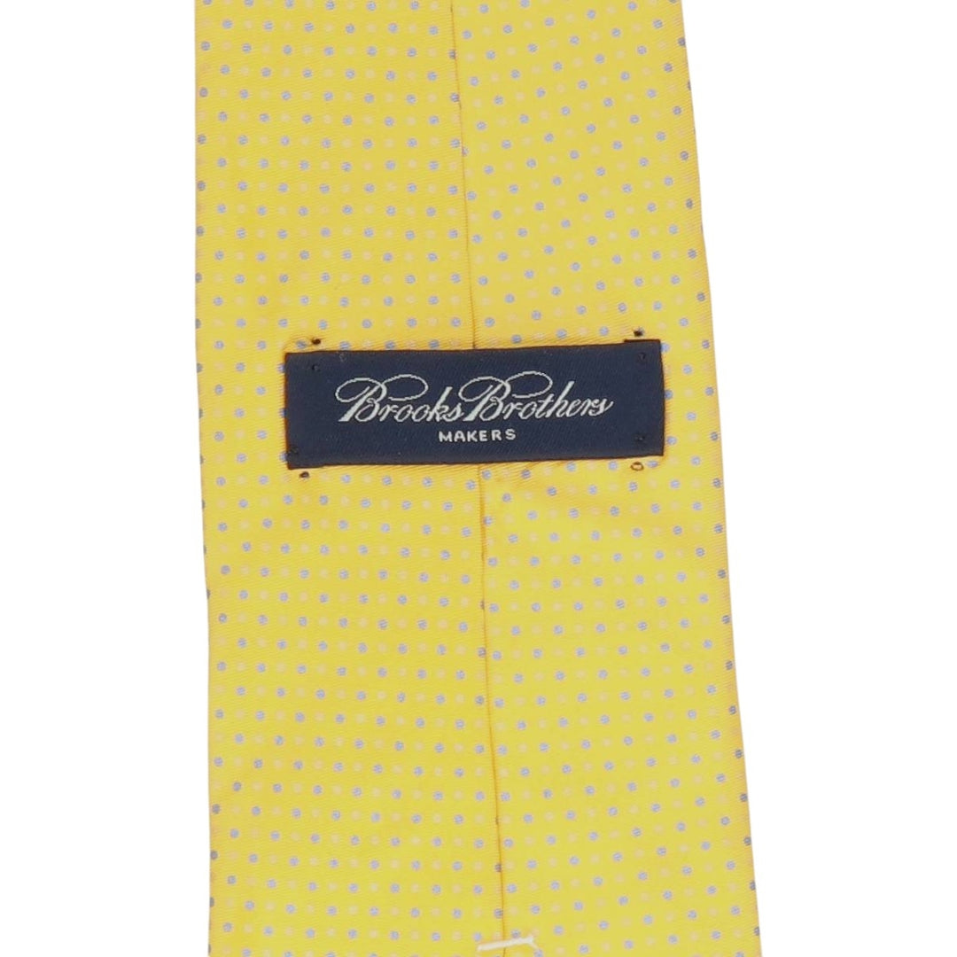 Brooks Brothers MAKERS Dot Pattern Tie, Made in USA silk yellow type Vintage Second Hand
