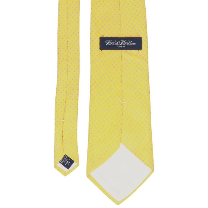 Brooks Brothers MAKERS Dot Pattern Tie, Made in USA silk yellow type Vintage Second Hand