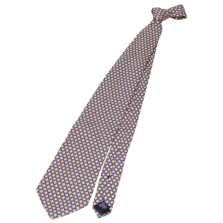 Brooks Brothers MAKERS All-Over Print Tie, Made in USA silk yellow type Vintage Second Hand