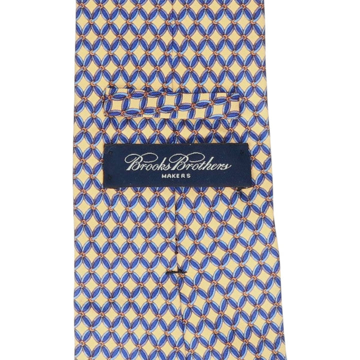 Brooks Brothers MAKERS All-Over Print Tie, Made in USA silk yellow type Vintage Second Hand
