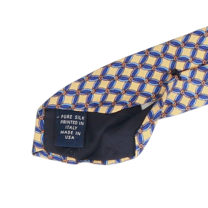 Brooks Brothers MAKERS All-Over Print Tie, Made in USA silk yellow type Vintage Second Hand