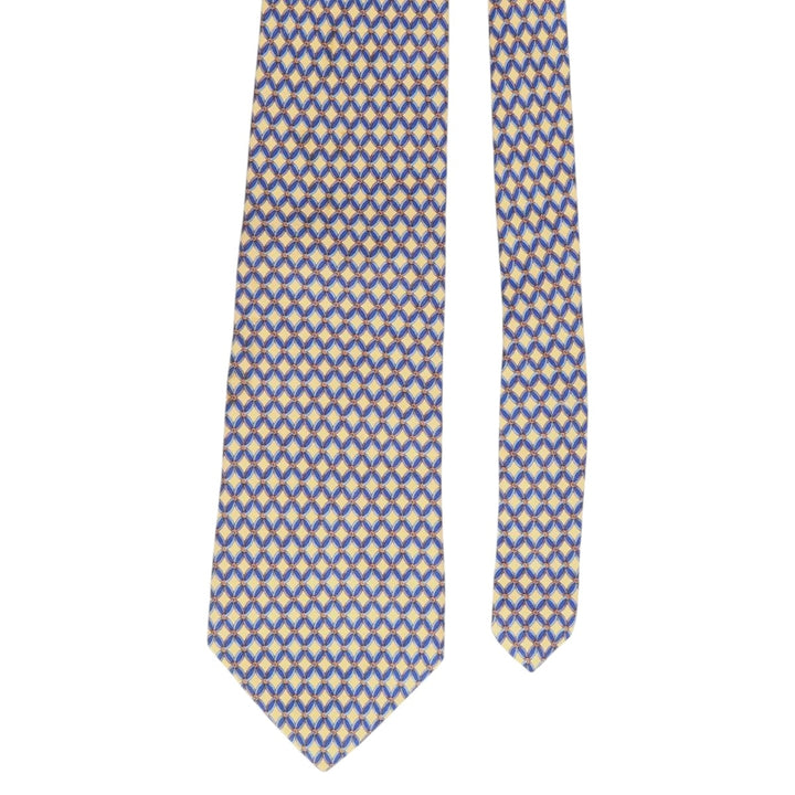 Brooks Brothers MAKERS All-Over Print Tie, Made in USA silk yellow type Vintage Second Hand