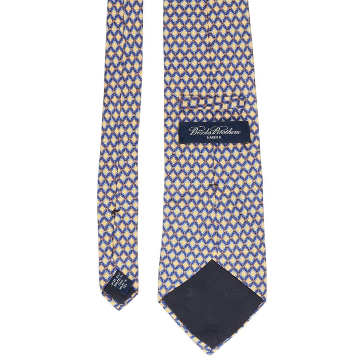 Brooks Brothers MAKERS All-Over Print Tie, Made in USA silk yellow type Vintage Second Hand