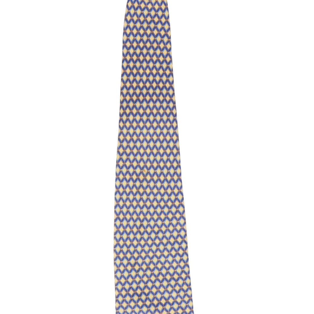 Brooks Brothers MAKERS All-Over Print Tie, Made in USA silk yellow type Vintage Second Hand