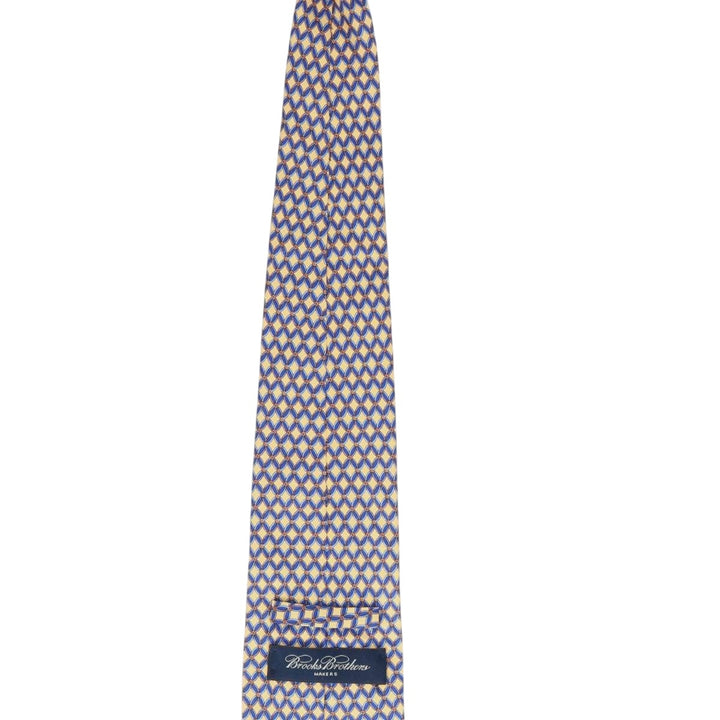 Brooks Brothers MAKERS All-Over Print Tie, Made in USA silk yellow type Vintage Second Hand