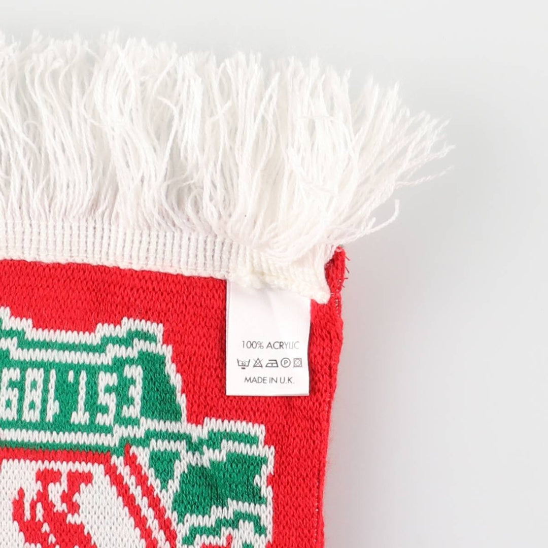 PREMIER LEAGE Premier League LIVERPOOL FC Soccer Acrylic Scarf Made in the UK acrylic red type Vintage Second Hand