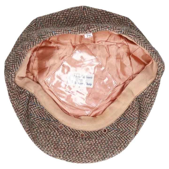 Check Pattern Wool Hunting Cap, Made in England, One Size Fits All wool brown type Vintage Second Hand
