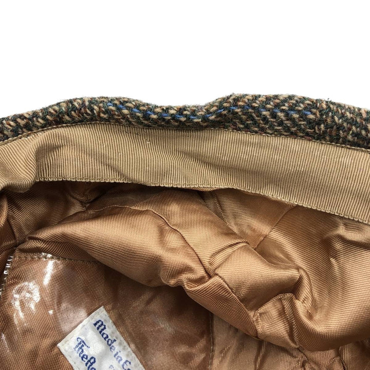 Check Pattern Wool Hunting Cap, Made in England, One Size Fits All wool brown type Vintage Second Hand