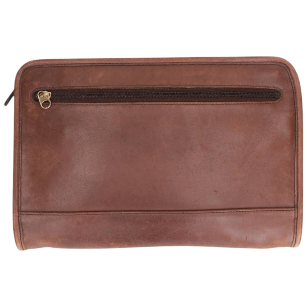 Coach clutch bag genuine leather brown type Vintage Second Hand