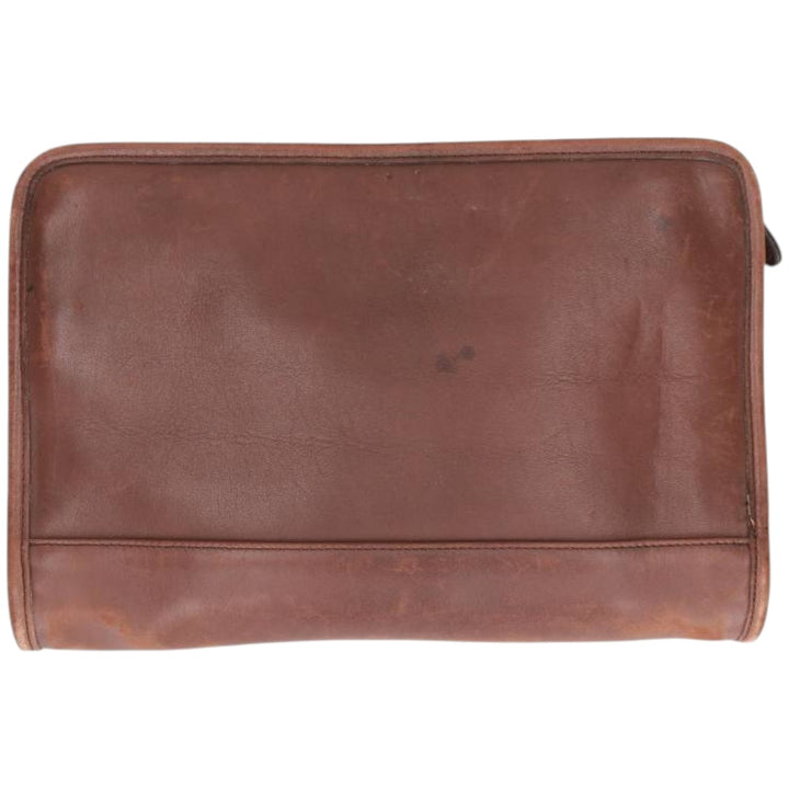 Coach clutch bag genuine leather brown type Vintage Second Hand