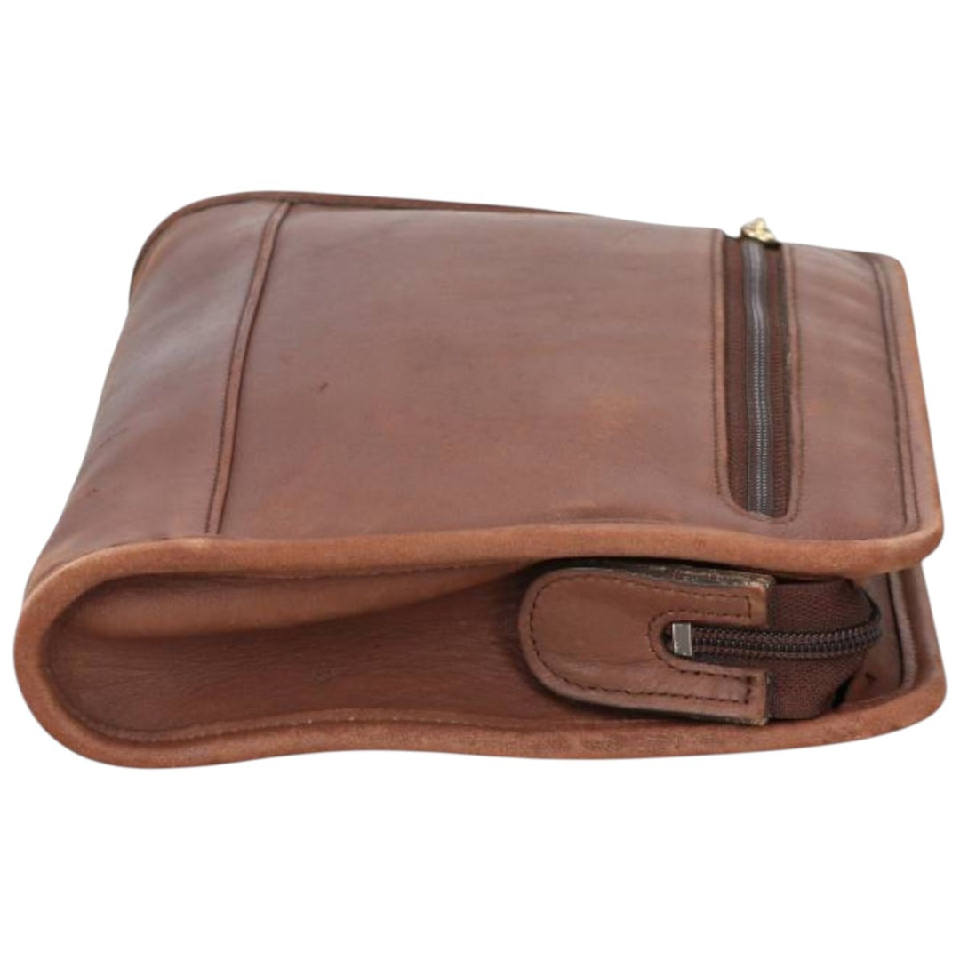 Coach clutch bag genuine leather brown type Vintage Second Hand
