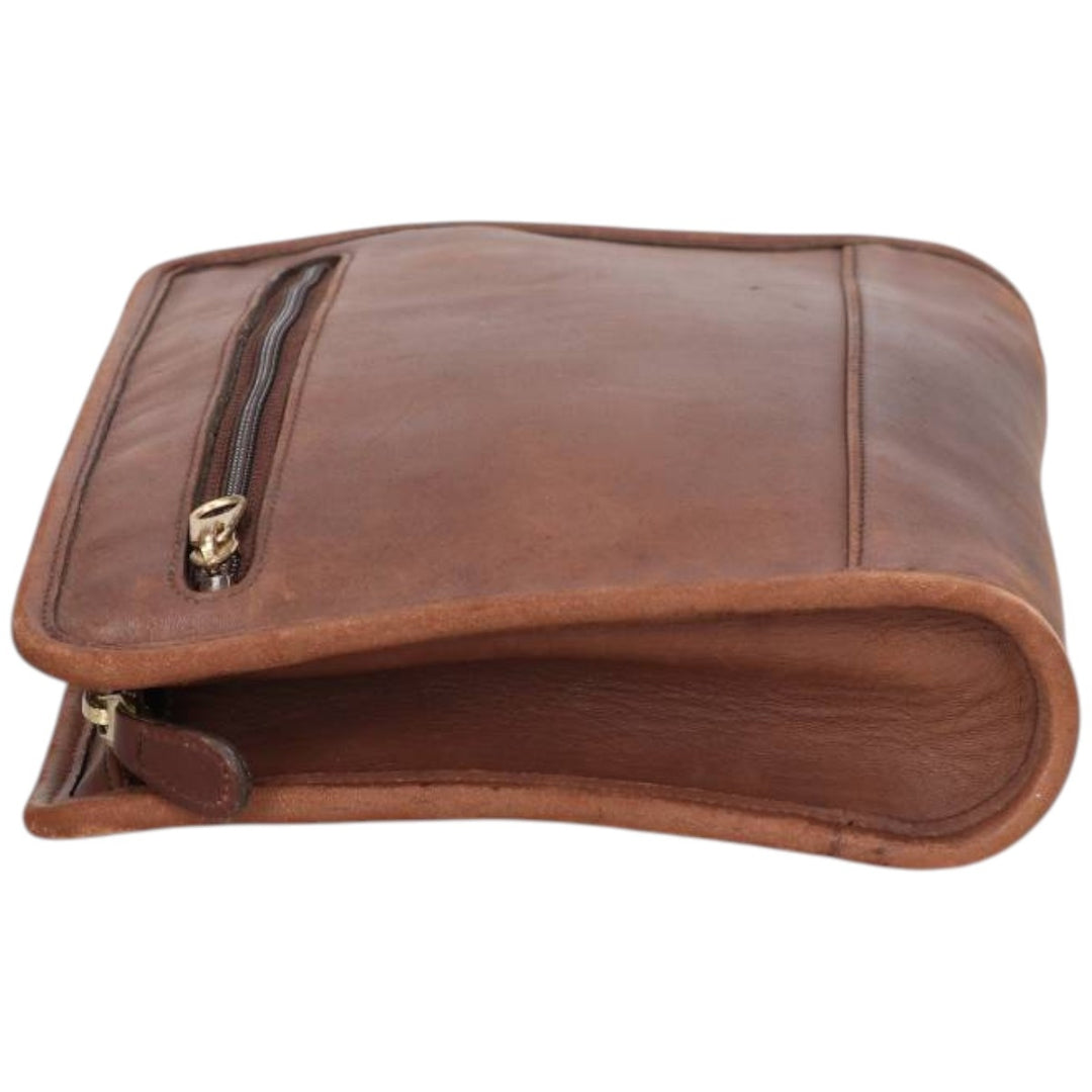 Coach clutch bag genuine leather brown type Vintage Second Hand