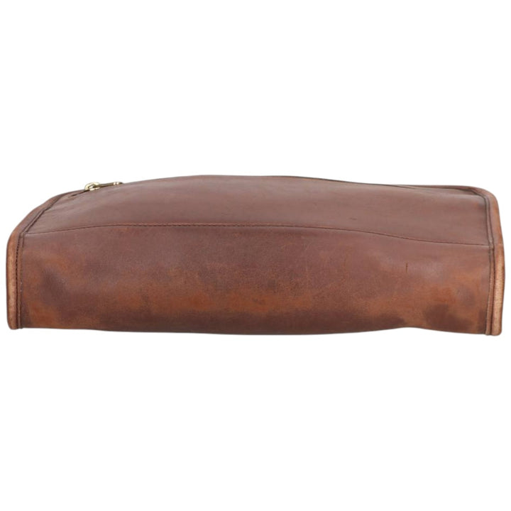 Coach clutch bag genuine leather brown type Vintage Second Hand