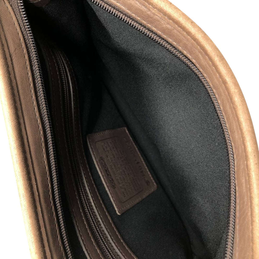 Coach clutch bag genuine leather brown type Vintage Second Hand