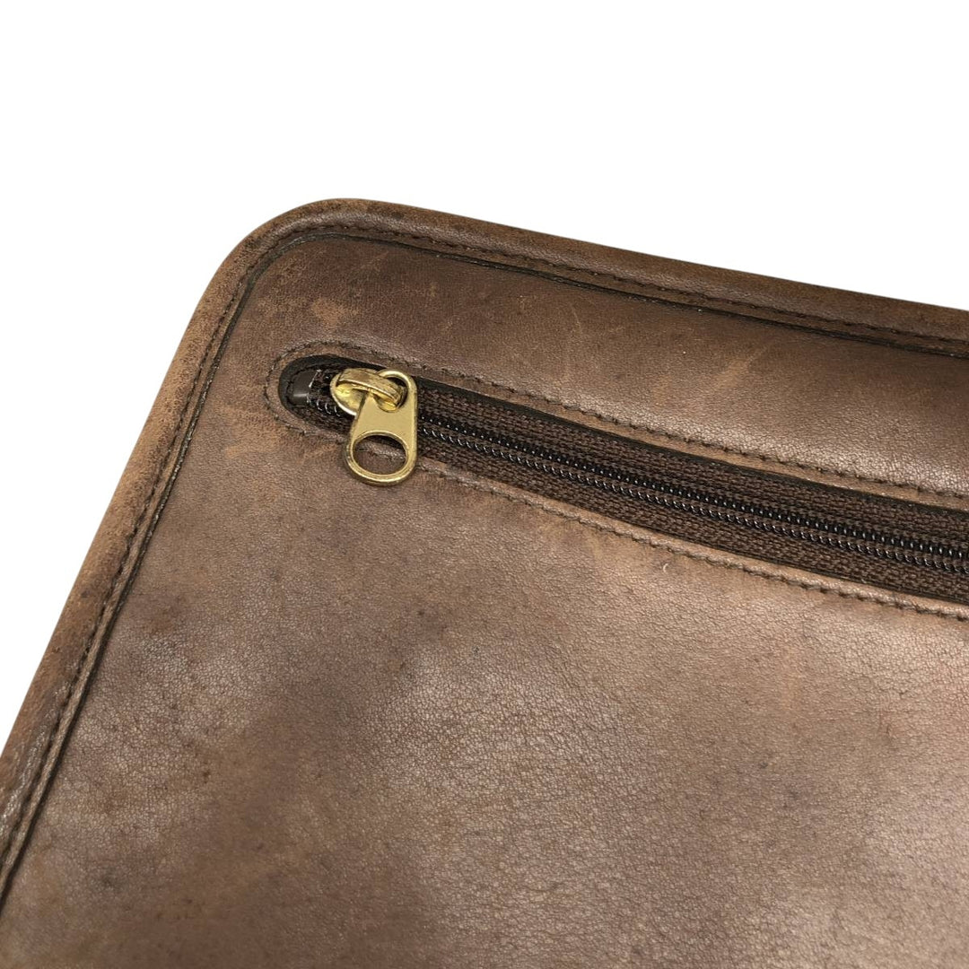 Coach clutch bag genuine leather brown type Vintage Second Hand