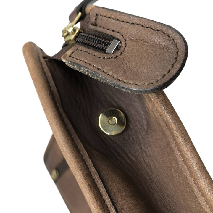 Coach clutch bag genuine leather brown type Vintage Second Hand