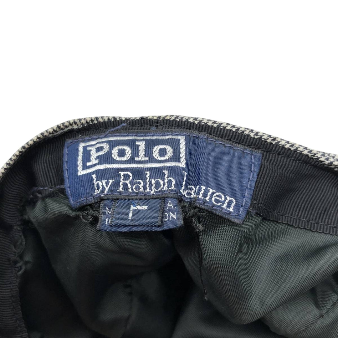 Ralph Lauren POLO by Ralph Lauren Houndstooth Pattern Newsboy Cap, Made in USA, One Size Fits Most cotton white type Vintage Second Hand