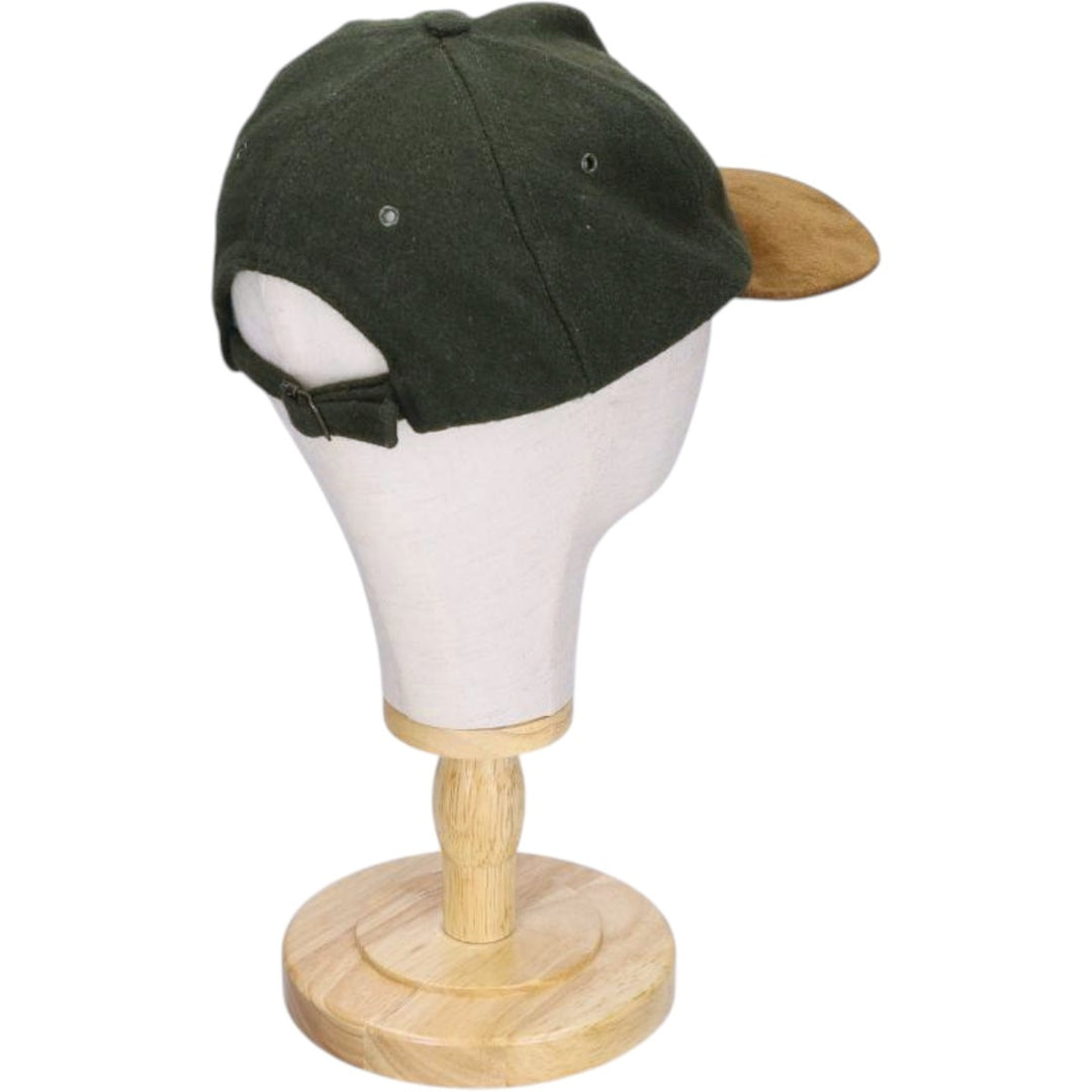 Vintage 90'S American Eagle suede two-tone leather brim wool 6-panel cap, one size fits most. genuine leather Green type dark green Vintage Second Hand