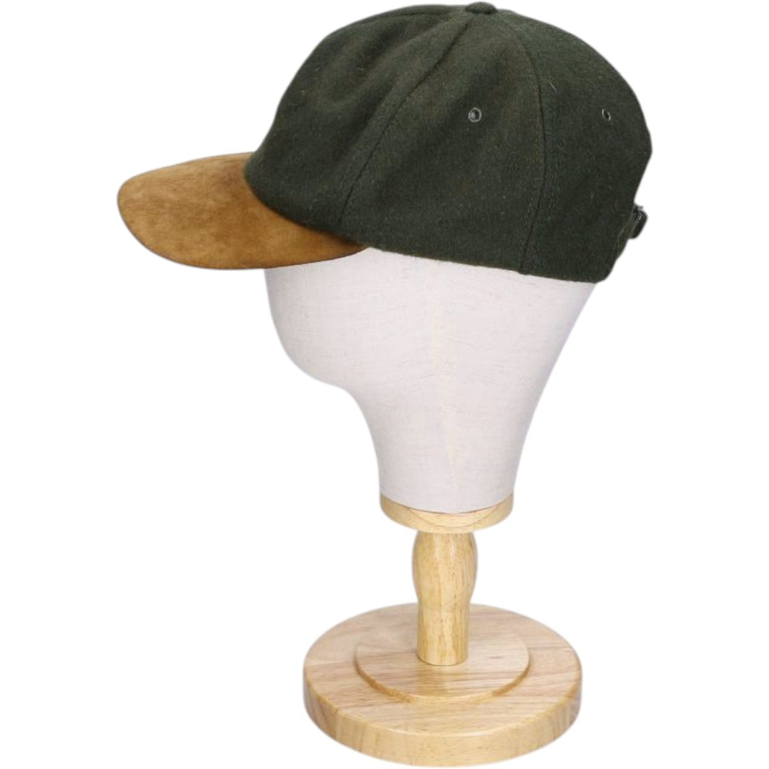 Vintage 90'S American Eagle suede two-tone leather brim wool 6-panel cap, one size fits most. genuine leather Green type dark green Vintage Second Hand