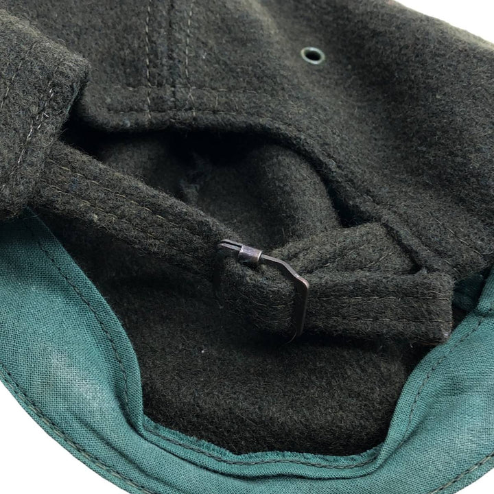 Vintage 90'S American Eagle suede two-tone leather brim wool 6-panel cap, one size fits most. genuine leather Green type dark green Vintage Second Hand