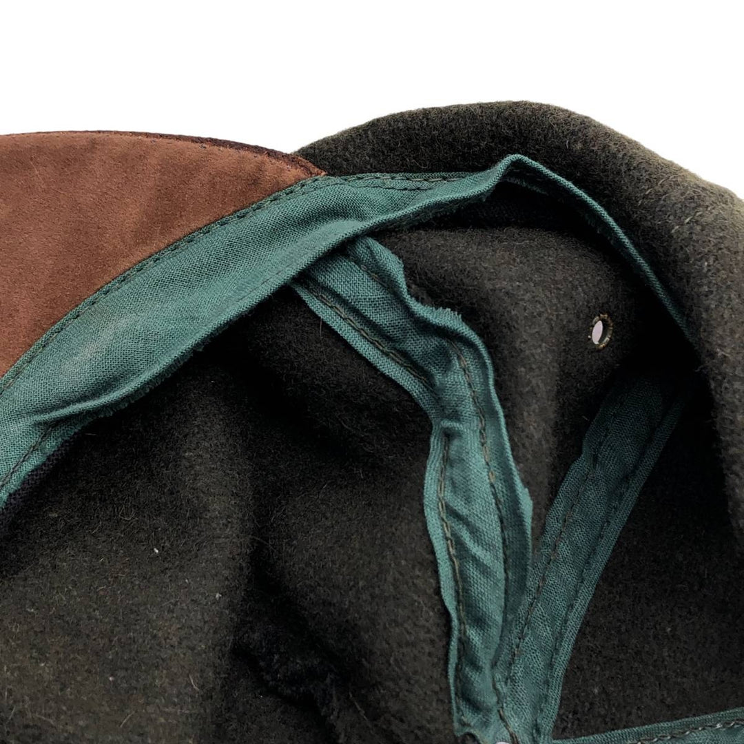 Vintage 90'S American Eagle suede two-tone leather brim wool 6-panel cap, one size fits most. genuine leather Green type dark green Vintage Second Hand