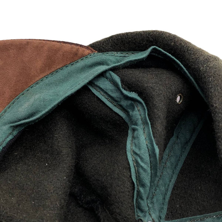 Vintage 90'S American Eagle suede two-tone leather brim wool 6-panel cap, one size fits most. genuine leather Green type dark green Vintage Second Hand