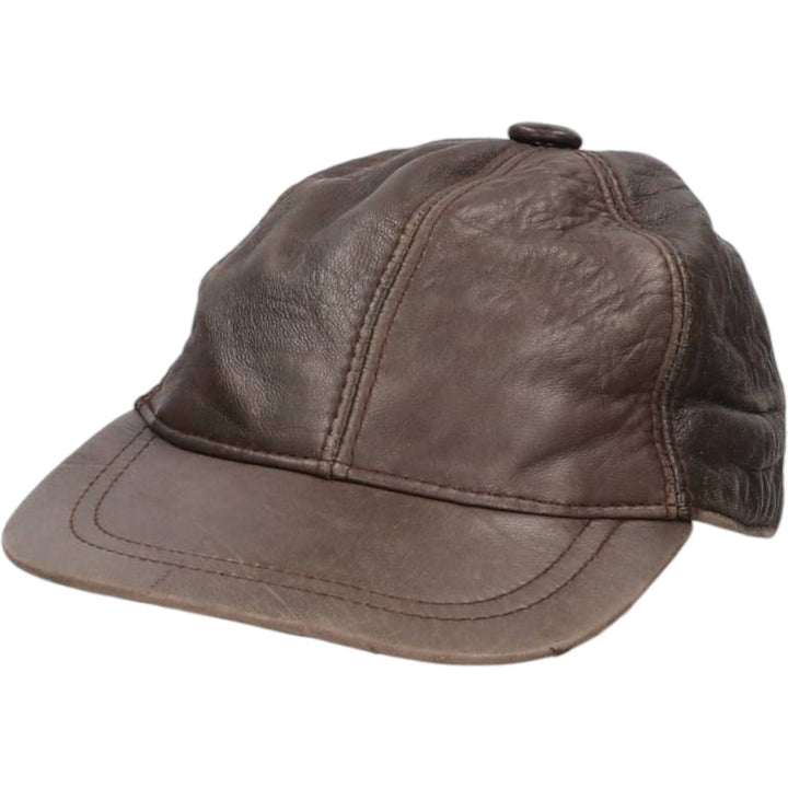 Vintage leather cap, one size fits all genuine leather brown type Vintage Second Hand