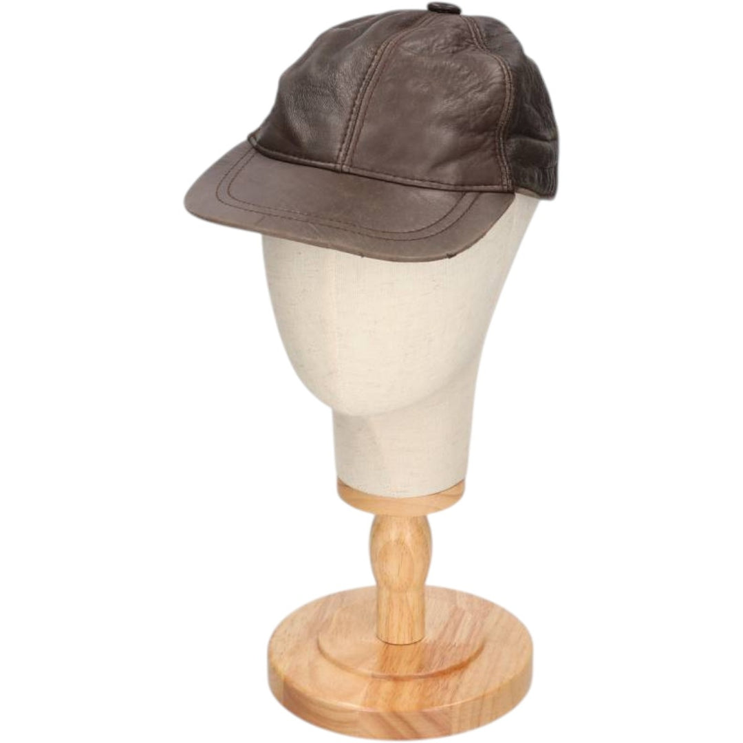 Vintage leather cap, one size fits all genuine leather brown type Vintage Second Hand