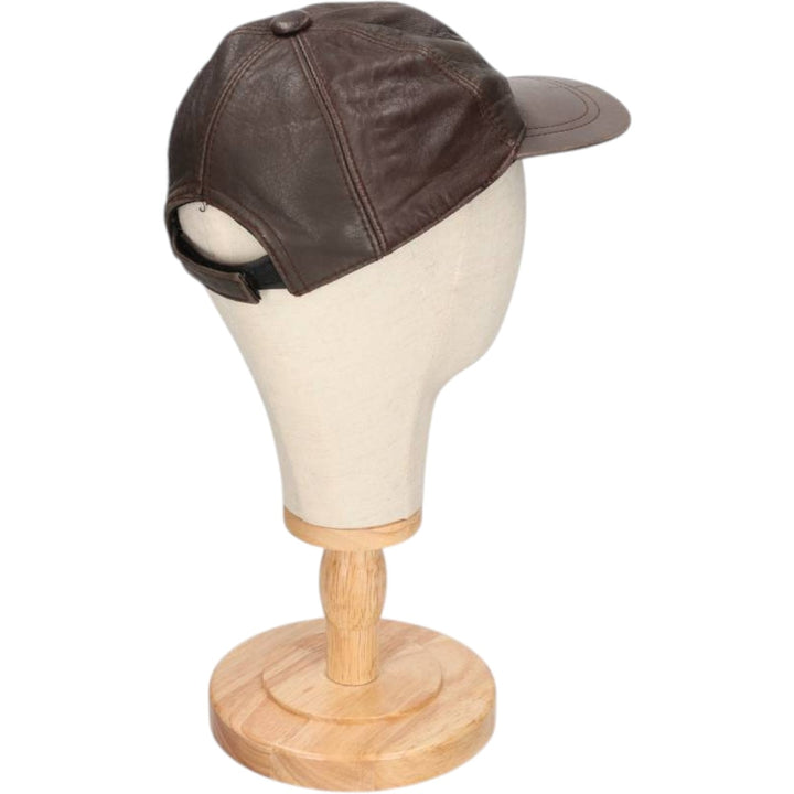 Vintage leather cap, one size fits all genuine leather brown type Vintage Second Hand