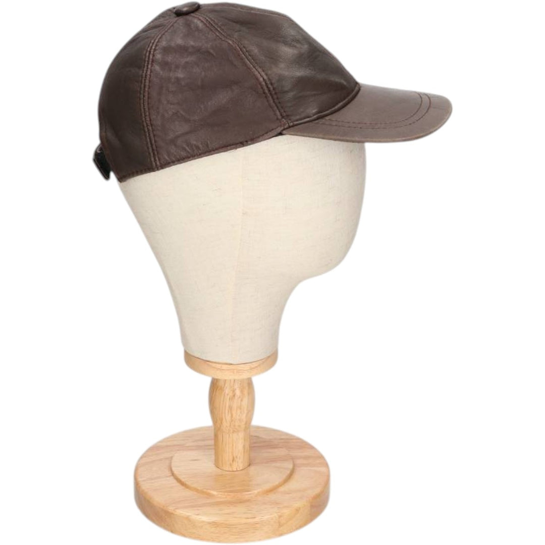 Vintage leather cap, one size fits all genuine leather brown type Vintage Second Hand