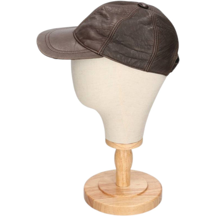 Vintage leather cap, one size fits all genuine leather brown type Vintage Second Hand