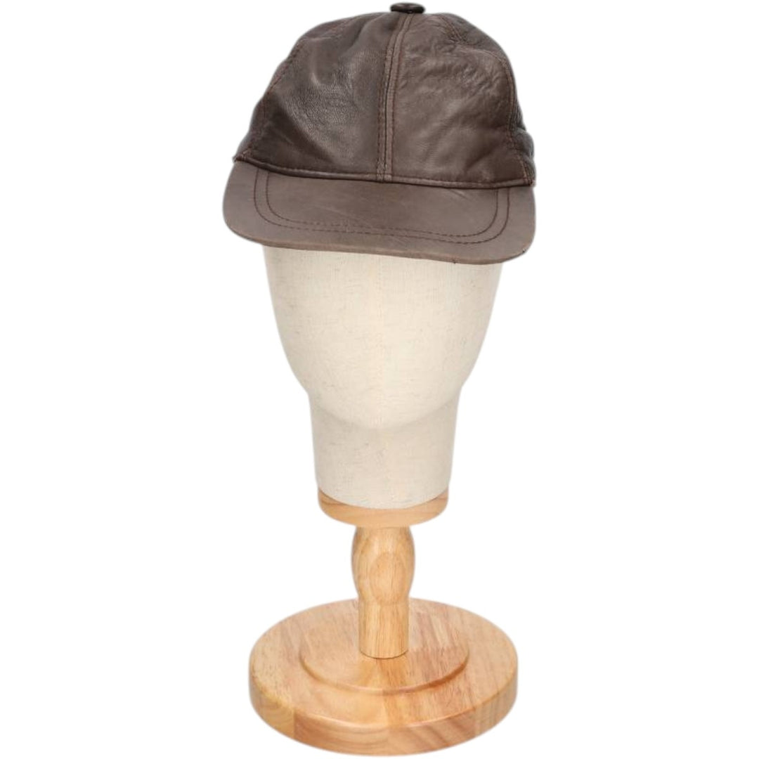 Vintage leather cap, one size fits all genuine leather brown type Vintage Second Hand