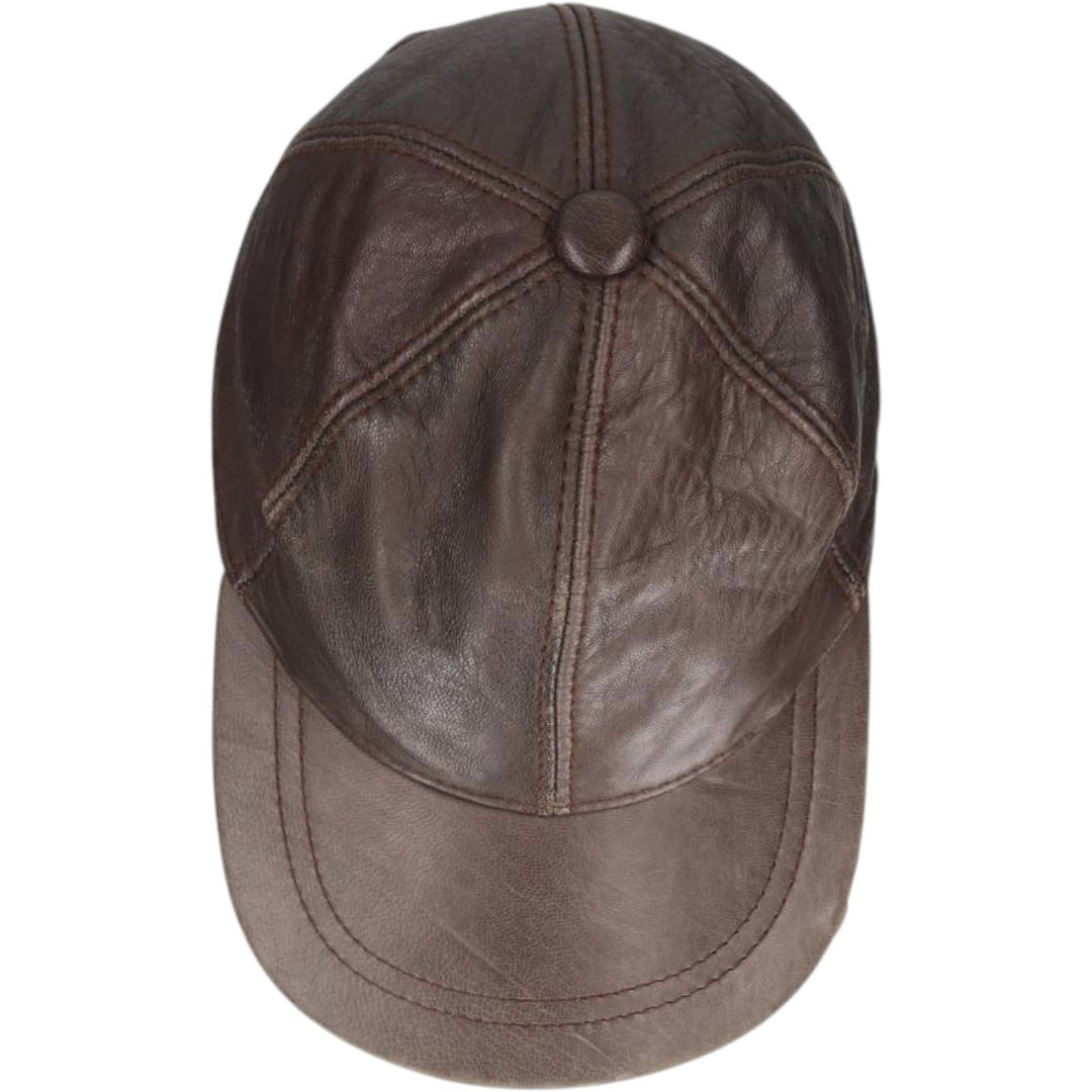 Vintage leather cap, one size fits all genuine leather brown type Vintage Second Hand