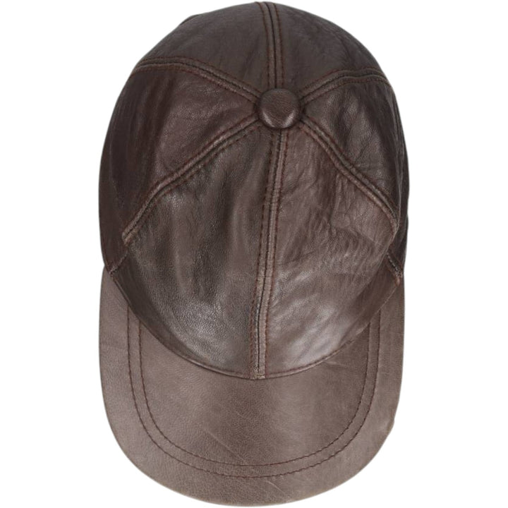 Vintage leather cap, one size fits all genuine leather brown type Vintage Second Hand