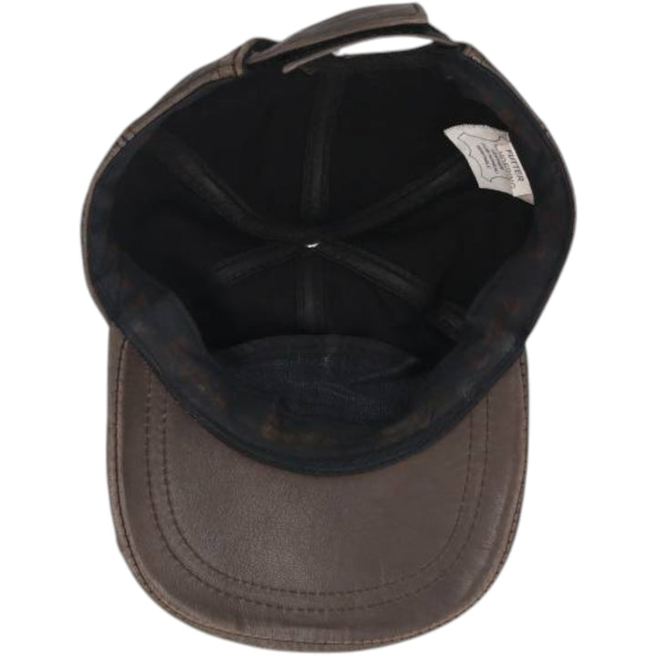 Vintage leather cap, one size fits all genuine leather brown type Vintage Second Hand