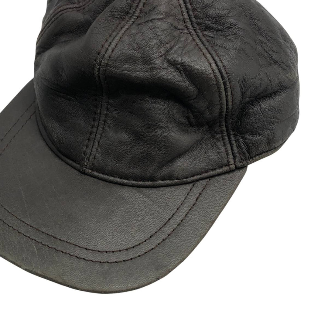 Vintage leather cap, one size fits all genuine leather brown type Vintage Second Hand