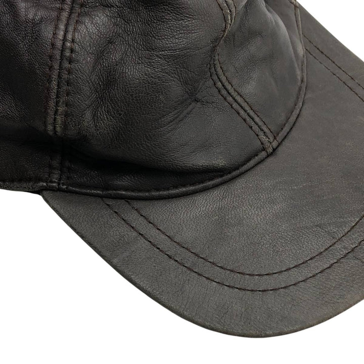 Vintage leather cap, one size fits all genuine leather brown type Vintage Second Hand