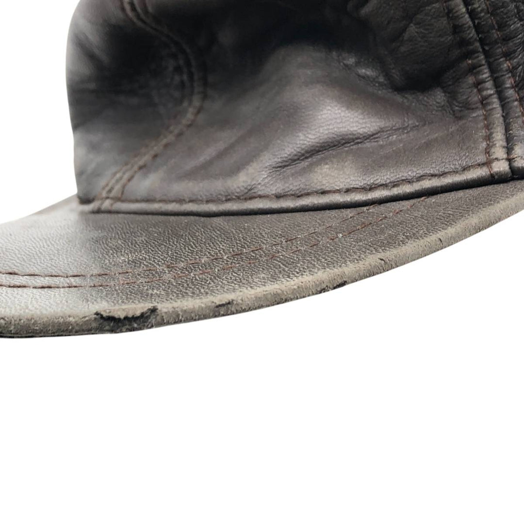 Vintage leather cap, one size fits all genuine leather brown type Vintage Second Hand