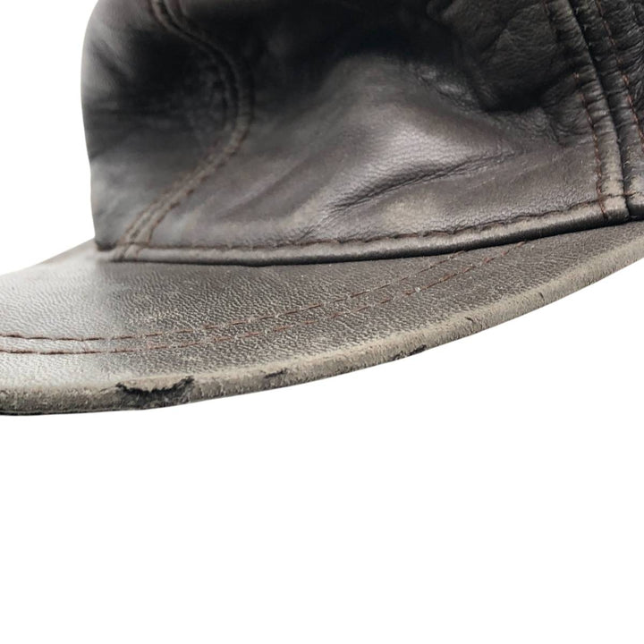 Vintage leather cap, one size fits all genuine leather brown type Vintage Second Hand