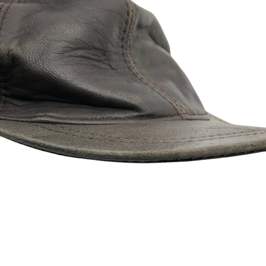 Vintage leather cap, one size fits all genuine leather brown type Vintage Second Hand