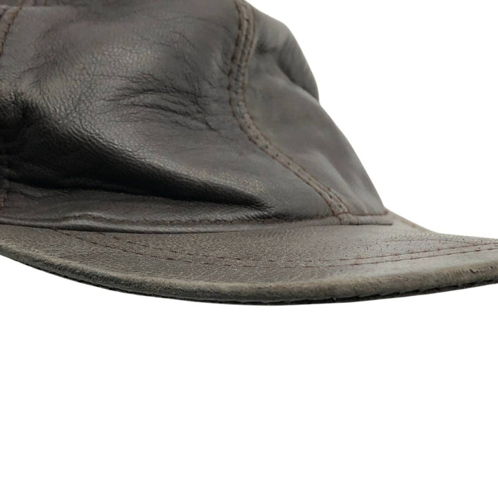 Vintage leather cap, one size fits all genuine leather brown type Vintage Second Hand