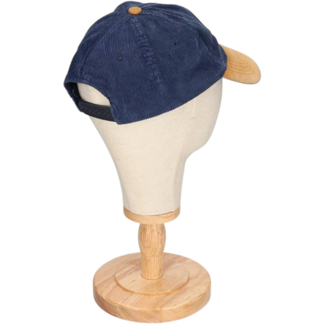 90'S ISOSTAR SPORTS CLUB Two-Tone Leather Brim Corduroy Cap, Free Size, Vintage cotton navy blue type Vintage Second Hand