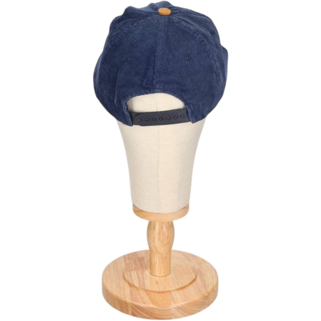 90'S ISOSTAR SPORTS CLUB Two-Tone Leather Brim Corduroy Cap, Free Size, Vintage cotton navy blue type Vintage Second Hand